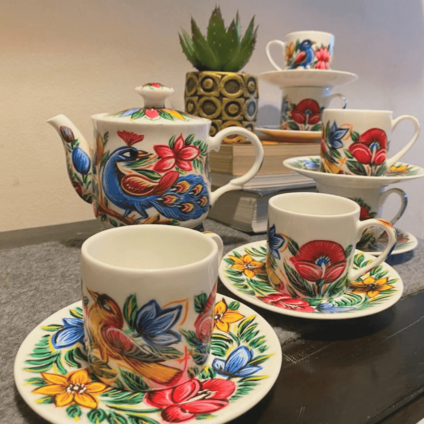 White ceramic small tea set